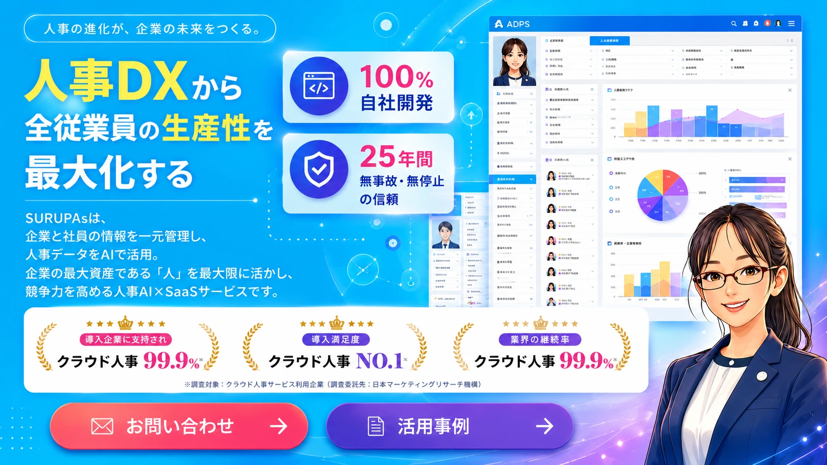 人事DXから全従業員の生産性を最大化する人事労務クラウドSURUPAs